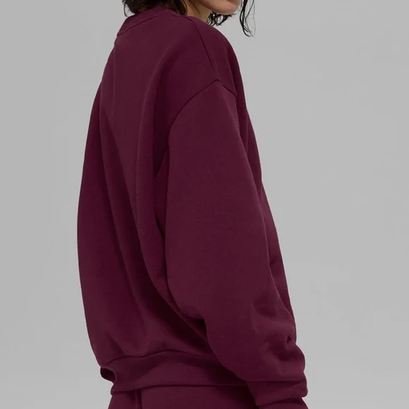 NWT ALO YOGA Accolade Crewneck Pullover Burgundy XS, S, and M - Picture 2 of 7